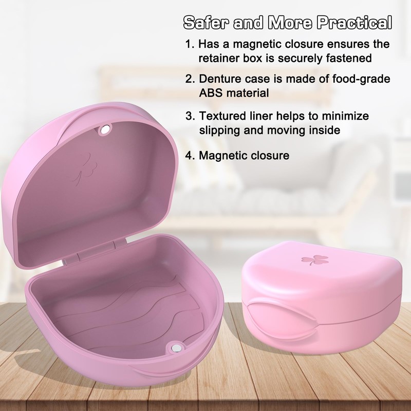 JJOVCE Retainer Case,Orthodontic Mouthguard Case Dental Retainer Case (Pink)