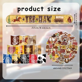 74 PCS Western Cowboy Party Decoration Favors 36PCS Wild Western Cowboy Sticker 24PCS Western Cowboy Cowgirl Slap Bracelets Cool Western Rodeo Themed Birthday Party Supplies Cowboy Lover Gifts