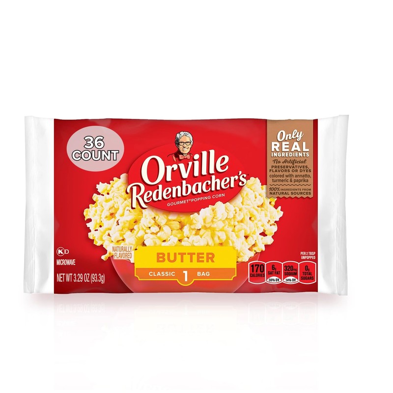Orville Redenbacher’s Microwave Popcorn, Butter Flavor, 3g Fiber Per Serving,