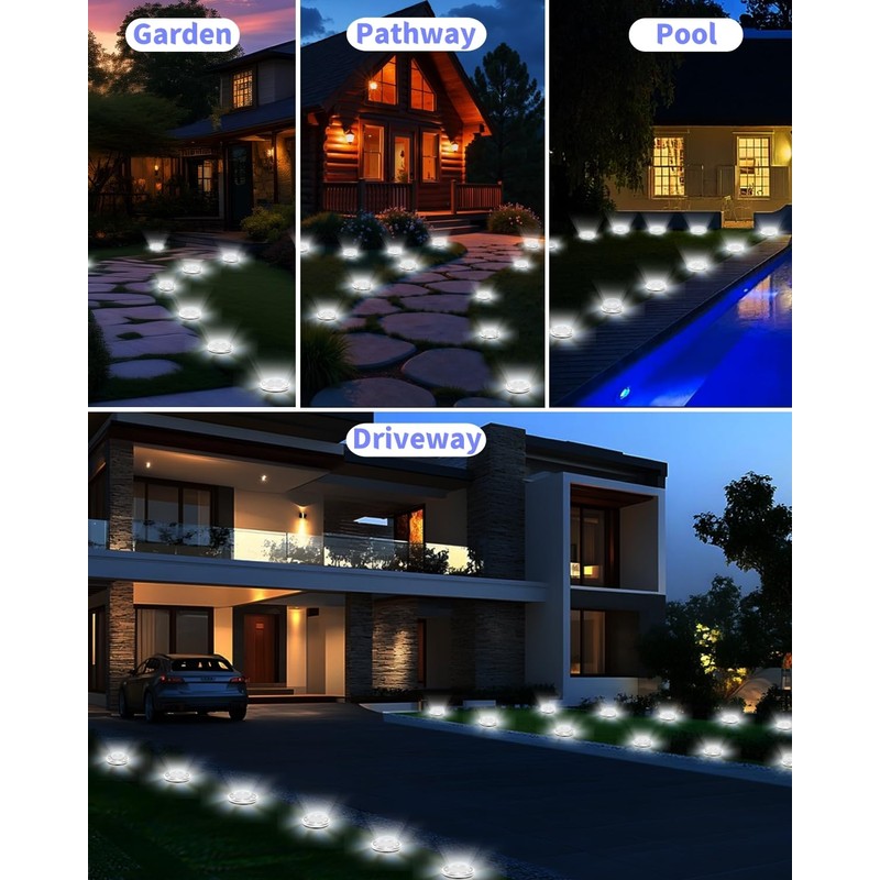 Solar Ground Lights Outdoor 18 Pack Waterproof, Upgraded Solor Garden