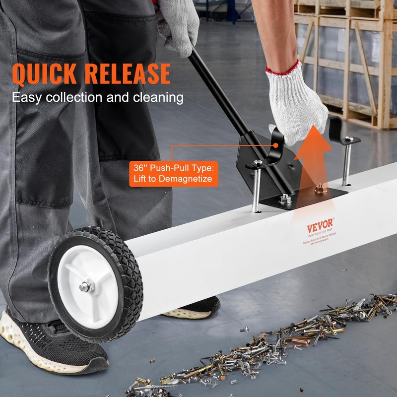 VEVOR 36-Inch Magnetic Sweeper with Wheels, 55 lbs Capacity, with