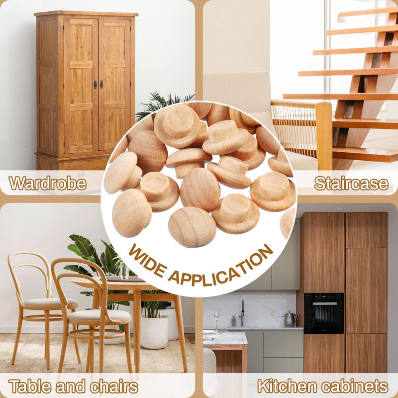Hardwood Mushroom Caps - 200 PCstmt Wood Button Plugs (1/2