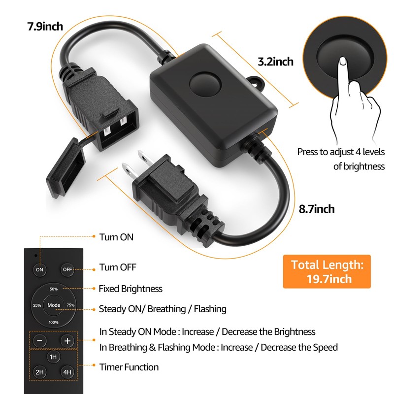 Larkvue 120W Outdoor Dimmer for String Lights with Remote, 4