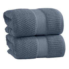 NY Loft 100% Cotton 2 Pack Bath Sheet Towel Set | Extra Large Oversize Bath Towels | Absorbent & Quick-Dry | Textured and Durable Cotton | Trinity Collection - Flint Stone