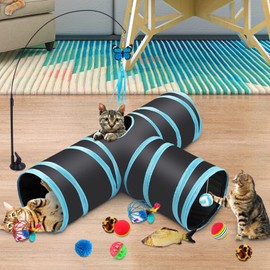 JOYBOY Cat Toy with Cat Tunnel, Toy, 3-Way Pet Play Tunnel Tube for Kittens, Toy Mice Toy Variety Pack for Kitty