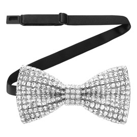 HOULIFE Rhinestone Bow Tie for Men Diamond Bow Tie Pre-Tied Sequin Bow Tie Adjustable Crystal Bow Ties for Wedding Party Banquet, white 1