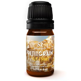 Sz Essentials - Petitgrain Sur Fleurs Essential Oil - 100% Pure and Undiluted - Extracted from Neroli-Bitter Orange Tree - Citrusy & Woody Scent with Fresh Neroli Floral Overtones - Therapeutic Grade
