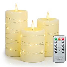 3 Pcs Flameless Candles with Remote Control, Battery Operated Candles LED Pillar Candle with Timer, 4'' 5'' 6'' Candles Set of 3 Pack for Wedding Centerpieces Holiday Table Home Decorations