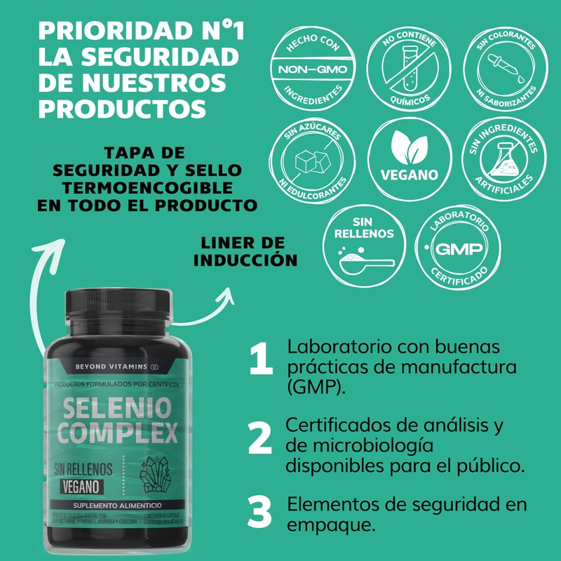 Selenio | Seleniometionina 240mcg, con Vitamina E, Moringa y Raíz