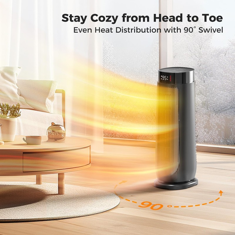 BREEZOME Space Heaters for Indoor Use, 1500W, with Thermostat, 24H