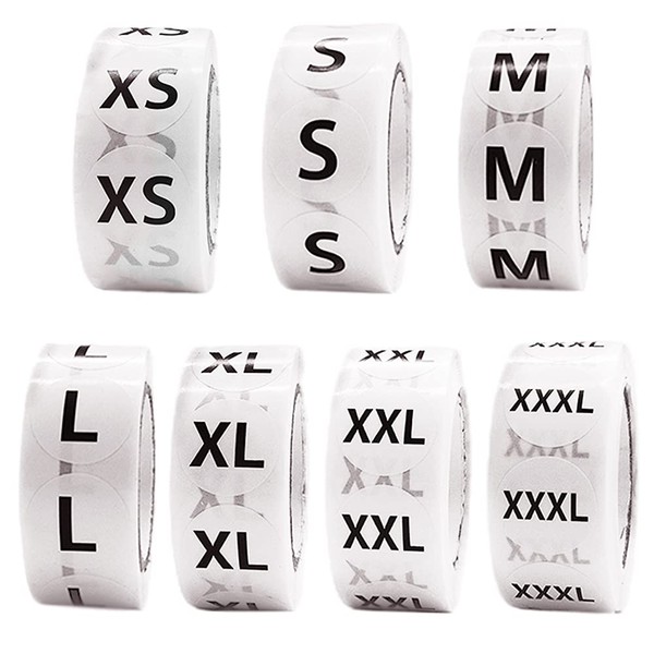 3500 PCS Clothing Size Stickers - Round Self Adhesive Labels,