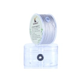 KONMAY - Hilo de oropel de 0,8 mm con estuche, cuerdas de plata metálica de 103 yardas para hacer joyas, manualidades, decoración, envoltura de regalos, adornos de Navidad para colgar