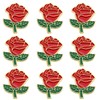 Pack of 10 Red Rose Flower Enamel Badge Lapel Pin