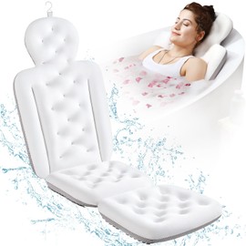 Full Body Bath Pillow for Bathtub, Thick Bathtub Cushion with Laundry Bag, Luxury Tub Pillow for Bath for Headrest Neck and Back Support White 56" x 16"