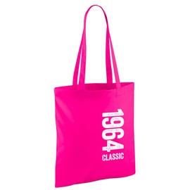D Design Invent Print! 60th Birthday Gift Tote Bag for Men Women Funny Gift Shopping Age 60 Present 42cm x 38cm (Pink)