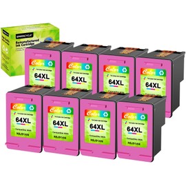 greencycle Remanufactured High Yield Ink Cartridge Replacement for HP 64 XL 64XL N9J91AN N9J92AN Compatible with Envy Photo 7858 7855 7155 6255 7158 7164, Envy 5542 Printer (8 Tri-Color)