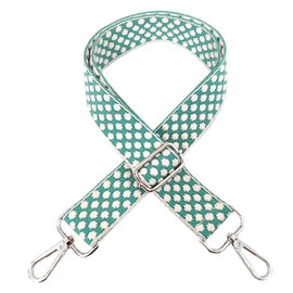 Bag Strap, Adjustable Shoulder Strap for Bags, Bag Straps for Changing, Women's Carrying Strap Wide 3.8 cm with Silver Carabiner, Shoulder Strap, Women's Bag, Shoulder Bag, Green Base, O6