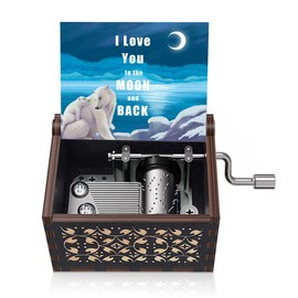 I Love You to the Moon and Back Music Box Christmas Gift for Daughter Son Mom Dad, Birthday Anniversary for Grandma Granddaughter Hand Crank Musical Box