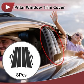 Partuto 8 Pcs Front Rear Left Right Car Door Pillar Window Trim for Toyota Camry 2018-2023 Plastic Black