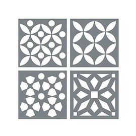 Morrocan Tile Stencil Set - Pack of Four 4x4 Tile Stencil Designs for Painting - Floor Stencils for Painting Tile - Stencil for Floor Painting
