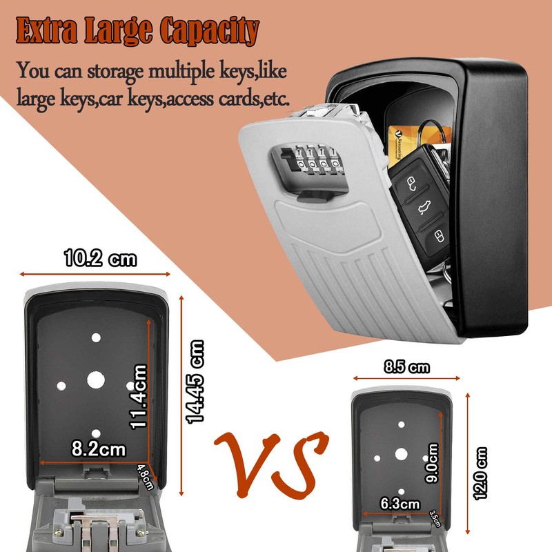Extra Large Key Storage Security Lock,V-Resourcing Sturdy Wall Mounted Outdoor,