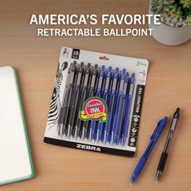 Zebra Pen Z-Grip Retractable Ballpoint Pen, Smooth-Flowing Black and Blue Ink, 1.0mm Medium Point, School & Office Supplies, Ideal for Note-Taking, Journal and Planner Use, 18-Pack (22018amz)