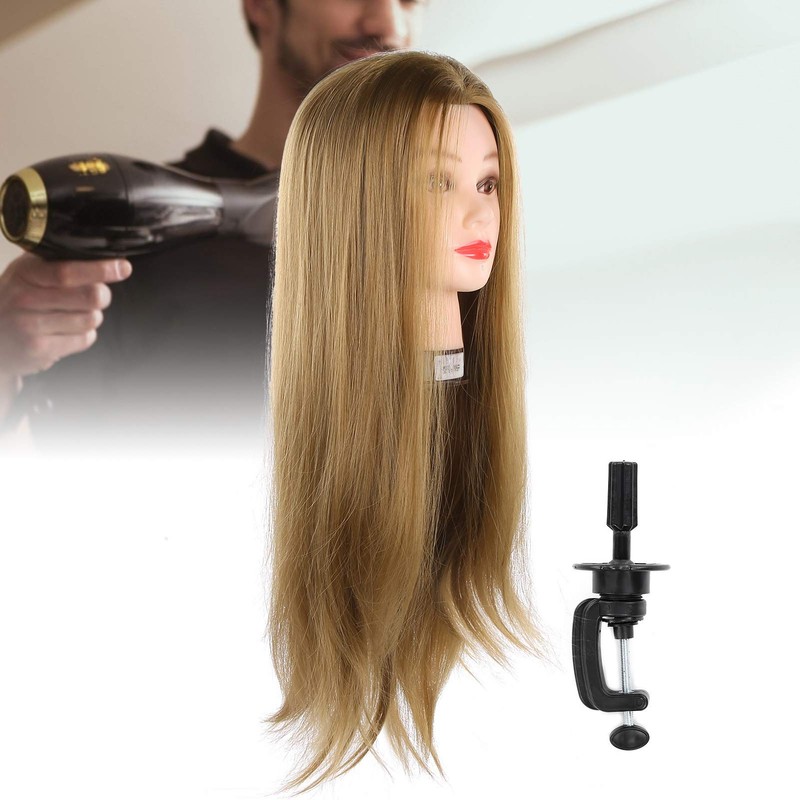 Mannequin Head with Hair Cosmetic Doll Head for Styling Curling
