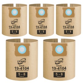 5 Pack DXVA19-4104 Vacuum Bags for DEWALT 5 to 8 Gallon Wet/Dry Vacuum, Disposable Shop Vac BagsColor: Tan