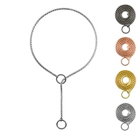 Ximipet Heavy Duty Dog Choke Collar Slip Dog P Chain Snake Collar Plating Anti-Rust Dog Training Collars for Small Large Dogs Black/Gold/Silver/Rose Gold 15.5in-29.5in (19.5in, Silver)