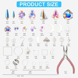 JYNTERPLAY 370 Pieces Sun Catcher Craft Set Crystal DIY Light Catcher Rainbow Pendant Crystals for Hanging Wind Chime for Window Garden Party Wedding Home Office Decor