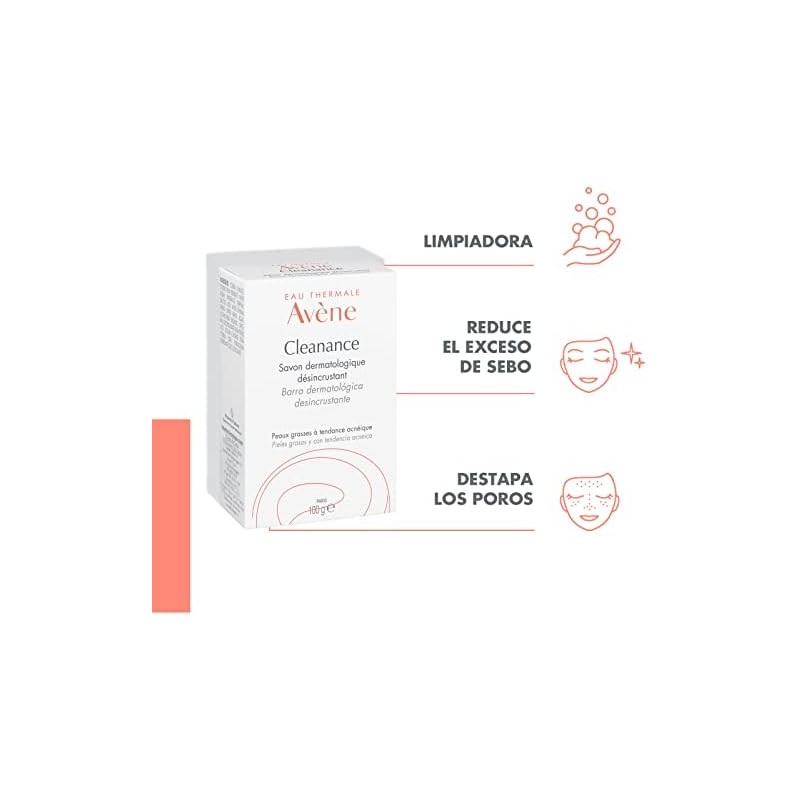 Avène Cleanance, Jabón en Barra Facial, Piel Grasa, 100gr