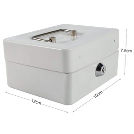 Omabeta Mini Home Safe Box 1Pc Portable Steel Petty Lockable Cash Money Coin Safe Key Lock Type Security Box Household with 2 Keys for Daily Use Traveling(White)