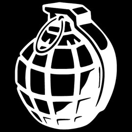 Grenage Throw by Hand Explosive Weapon Vinyl Decal Sticker (GR-01) (White, 4 inches x 3.2 inches)