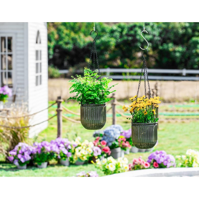 Melphoe 2 Pack Self Watering Hanging Planters Indoor Flower Pots,