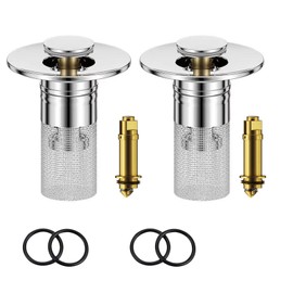 UgyDuky 2Pcs Bathroom Sink Stopper Pop Up Sink Drain Filter with Removable Stainless Steel Filter Basket Universal Hair Catcher for US Bathroom Sink Stopper Replacement (Short)