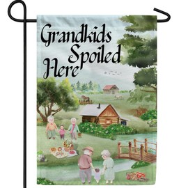 America Forever Grandkids Spoiled Here Garden Flag, 12.5 x 18 inches Double Sided, Children Spoiled Grandparent Gift, Decorative Family Outdoor for Yard