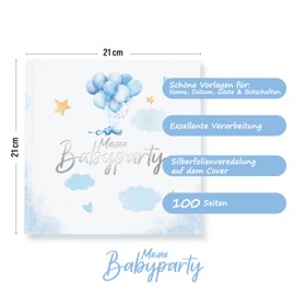 colortouch Guest Book Baby Shower, Baby Shower Gift Boy & Girl for Baby Shower Decoration, Gender Reveal Party Decoration, Baby Photo Album to Design Yourself, Premium Paper with Hard Cover, Blue
