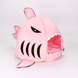 Shark Cat House Removable Washable Full Seasons Cat Shark Shaped Bed for Pets Kitten Dogs Pink