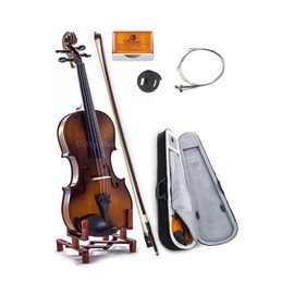 Sky 1/16 Size Solid Maple Wood Violin with Lightweight Case, Brazilwood Bow, String, Rosin, and Mute