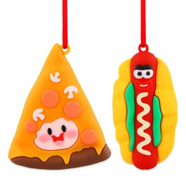 D4DREAM Pizza and Hot Dog Christmas Ornaments Set of 2 Pizza Ornaments for Christmas Tree Pizza Hanging Ornaments Decorations Hot Dog Christmas Tree Ornaments Funny Pizza Ornament Food Ornaments Gifts