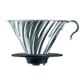 HARIO V60 Metal Dripper, Dishwasher Safe, Silver, for 1-4 Cups, Made in Japan VDM-02HSV