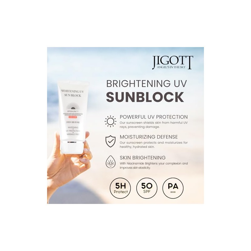 JIGOTT Protector solar con crema aclarante UV FPS 50PA niacinamida,