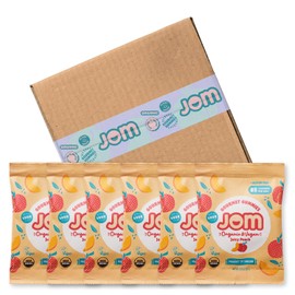 JOM Swedish Candy - Organic Sour Peach Gummies – Low Calorie Candy Pack, Vegan, Gluten Free, Allergy Friendly Treat – Better-For-You Snacks – 0.9 oz Single Serve Packs (6 Count)
