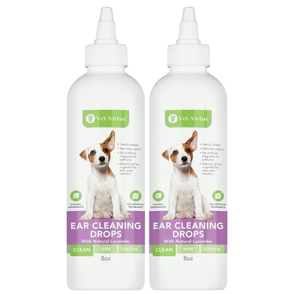 VET-VIRTUE Dog Ear Cleaner Drops - 8oz Dog Cleaning Solution