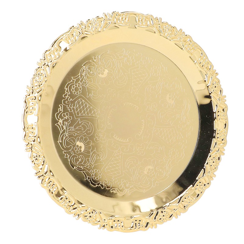 Round Decorative Dinner Plate Stainless Steel Storage Tray for Jewelry
