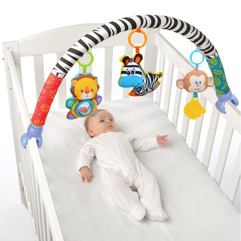 Infant Baby Stroller Car Clip Hanging Rattle Ring Bell Crib