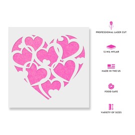 Pattern Heart Stencil Template for Walls and Crafts - Reusable Stencils for Painting in Small & Large Sizes