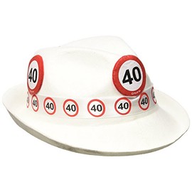 Folat 62340 Tribly Party Hat - Traffic Sign 40 Years, Unisex, Adult, White, One Size