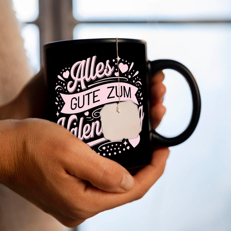 Alles Gute zum Valentinstag mit rosa Herzen Tasse Perfekter Kaffeebecher
