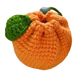 Cute Tangerine Bag | Knitted Bag Cute Drawstring,Orange-Shaped Crochet Purse, Cute Wallet, Crochet Tangerine Bag, Coin, Chargers for Women